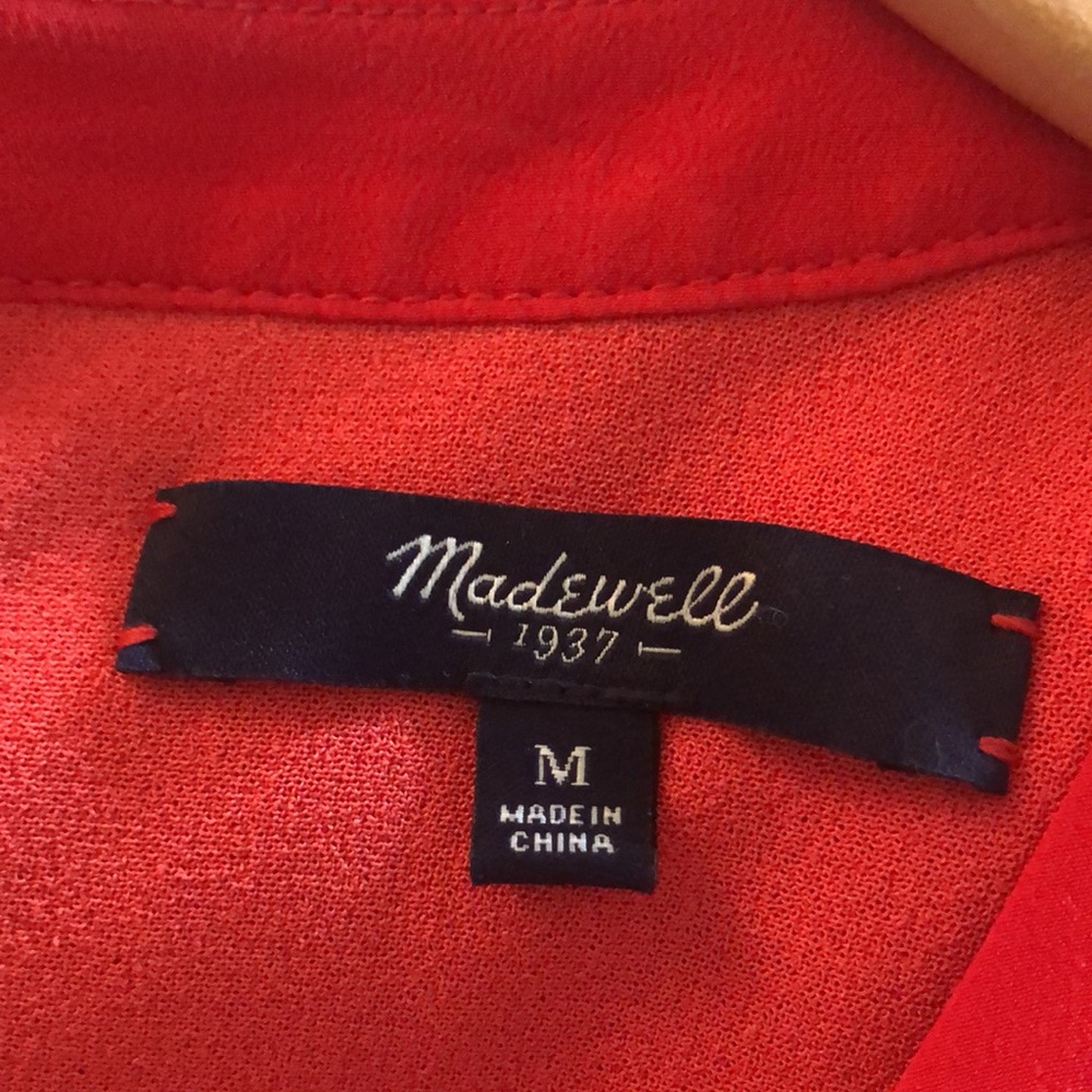 Tomato Red Blouse Button Down The Back. - image 3